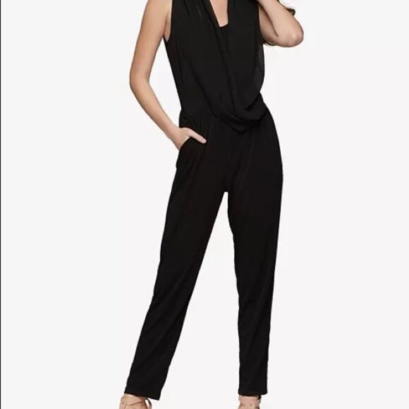 BAR III black Sleeveless Draped Jumpsuit, romper Created for Macy's Size S - Picture 1 of 9